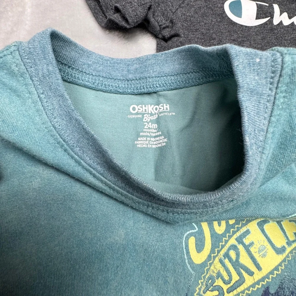 Toddler Boy 5pc Shirt‎ Bundle Old Navy Champion OshKosh 18-24M 2T Red Navy Teal